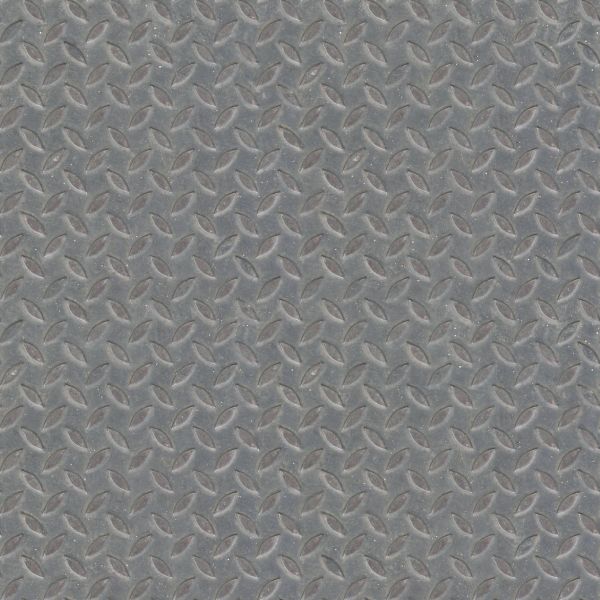 Seamless texture of sheet of grey metal with embedded leaf-like shapes in surface.